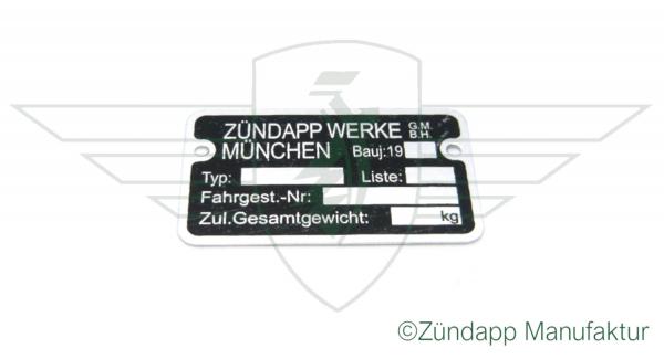 Typschild Fahrgestell